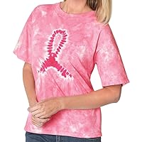 Breast Cancer Awareness Ribbon Tie Dye Adult Tee Shirt