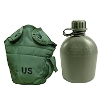 Previously Issued U.S. G.I. 1 Quart Olive Drab Military Canteen Nylon Cover with Never Issued 1 Quart Olive Drab Canteen