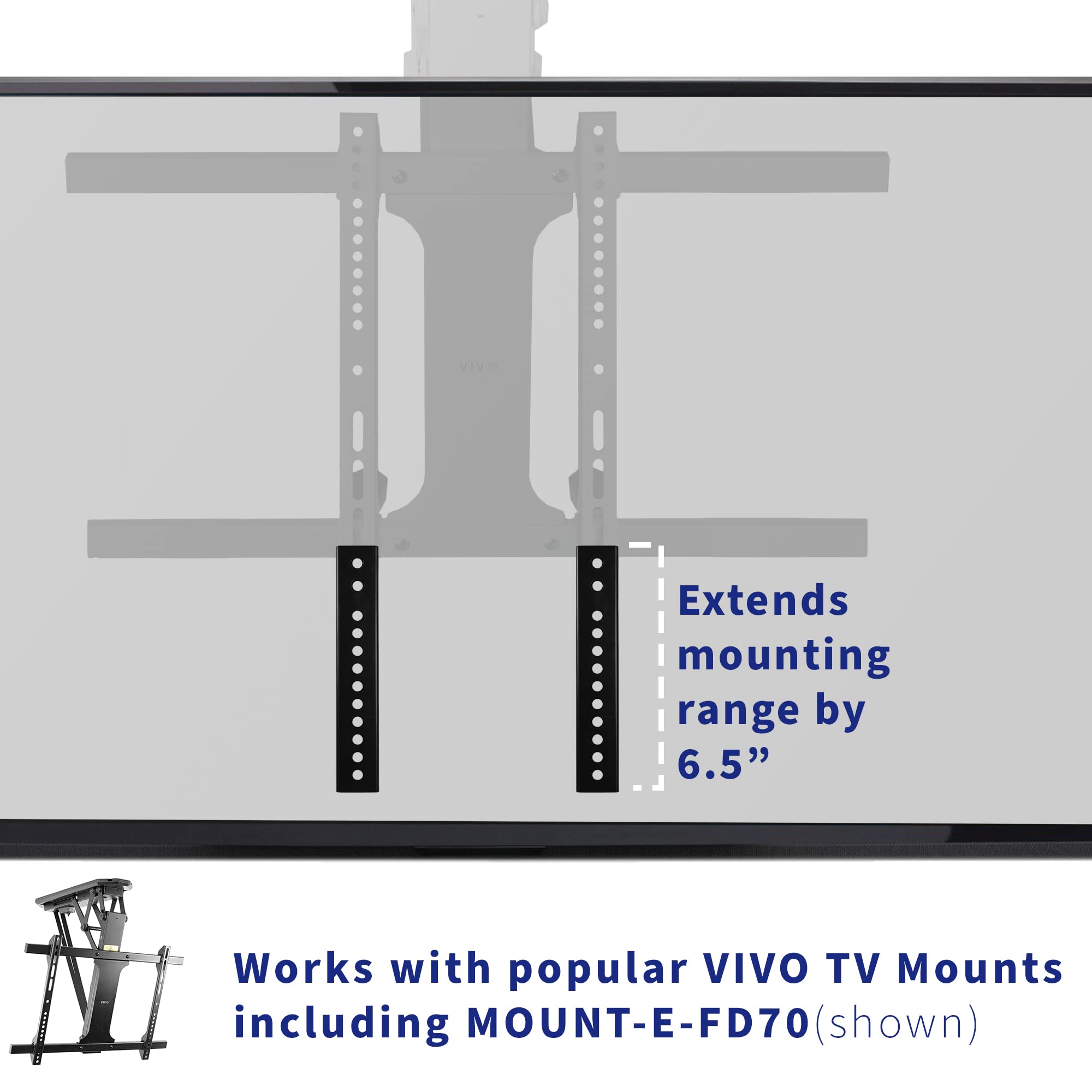 VIVO Vertical VESA Extender Plate Bracket Kit Designed for Low VESA Pattern TV’s, Fits TV Ceiling Mounts, 2 Brackets, Black, MOUNT-AD165