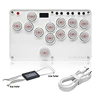 BITFUNX Gaming Keypad, Arcade Stick 13Keys All-Button Leverless Controller - Supports SOCD & Hot Swap, Arcade Controller Street Fight for PC/PS3/PS4/Switch/Steam with Custom RGB & TURBO (A13-WHT)