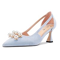 Castamere Women Stiletto Mid Heel Pointed Toe Two-Piece Slip-on Pumps Court Shoe Dress 6.5 CM Heels
