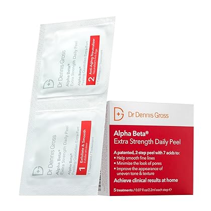 Dr. Dennis Gross Alpha Beta Extra Strength Daily Peel | 2 Step Daily Treatment to Boost Radiance, Refine Pores, Clear Breakouts, and Smooth Lines & Wrinkles | 5 Treatments