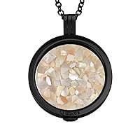 Quiges 90cm Necklace Stainless Steel Set with Pendant and 33mm Large Flake Shell Coin