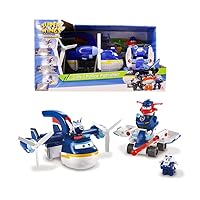 Super Wings EU740834 2-in-1 Police Patroller Vehicle Paul and Jett Transformers Toys for 3+ Year Old Boy Girl, Blue, Standard Size