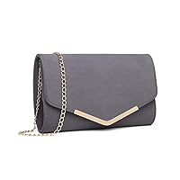 Miss Lulu Women's Clutches, Clutch Bags for Women Ladies Evening Bags Purse Handbag Cross Body Bag Wedding Party with Detachable Chain Strap (Grey)