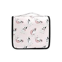 Cute Pink French Bulldog Animal Hanging Toiletry Bag Toiletry Travel Organizer for Women Toiletries Portable Makeup Organizer Cosmetic Bag Pouch Bathroom Bags with Sturdy