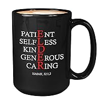 Religious Coffee Mug 15 oz, Elder Patient Selfless Kind Generous Caring Bible Verse Cup Scripture for Grandma Grandpa, White