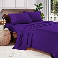 1000 Thread Count 100% Long Staple Egyptian Cotton Soft Combed, 4 Piece Sheets Set, Smooth & Soft Sateen Weave, Luxury Hotel Collection Bedding, Deep Pocket Fitted (Queen, Purple Solid)