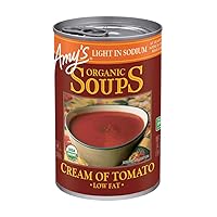 Amy’s Soup, Cream of Tomato Soup, Gluten Free, Light in Sodium and Low Fat, Made With Sun-Ripened Tomatoes, Canned Soup, 14.5 Oz