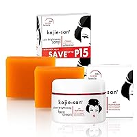 Skin Brightening 2 Piece Set - Original Kojic Acid Soap that Reduces Dark Spots, Hyperpigmentation, & Scars with Coconut & Tea Tree Oil – 65g x 2 Bars & 30g Face Cream