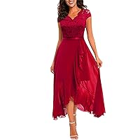 Sundresses for Women,2024 Spring Summer Elegant Wrap V Neck Maxi Dress,Trendy Floral Print Flowy Beach Casual Dress