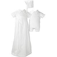 Boys 100% Cotton Convertible Christening Baptism Set with Hat, 06