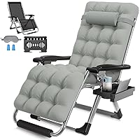 26In Zero Gravity Chair, Zero Gravity Recliner Lounge Chair for Indoor and Outdoor, Reclining Camping Chair for Lawn and Patio, Anti Gravity Chair w/Cushion, Cup Holder and Footrest, 440LBS