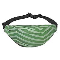 Classic Green Striped Adjustable Belt Hip Bum Bag Fashion Water Resistant Hiking Waist Bag for Traveling Casual Running Hiking Cycling