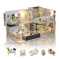 GuDoQi DIY Miniature Dollhouse Kit, Tiny House kit with Furniture and Music, Miniature House Kit 1:24 Scale, Great Handmade Crafts Gift for Birthday Easter, Simple Life House