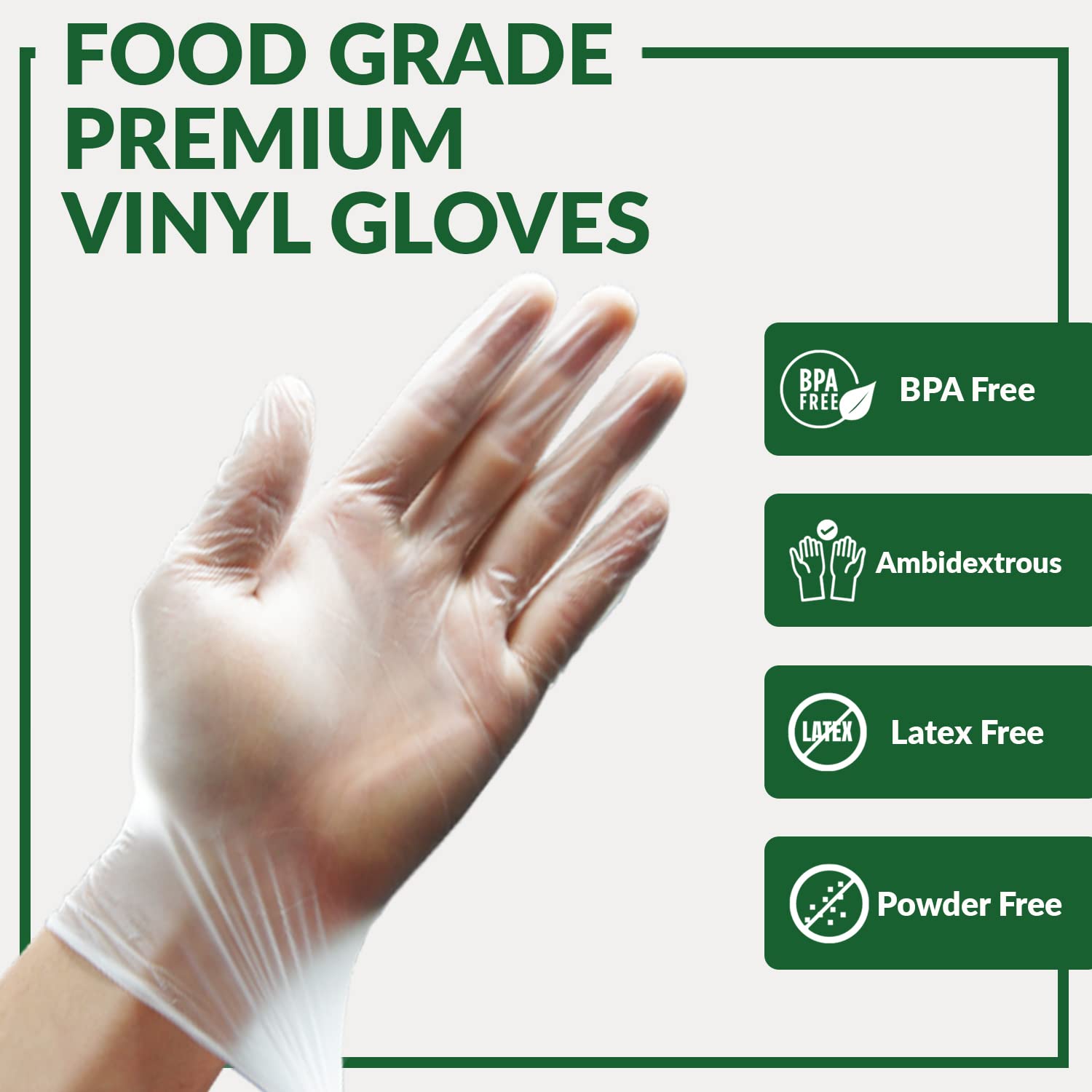 GORILLA SUPPLY Disposable Heavy Duty Vinyl Gloves Latex Free Powder Free, BPA Free Food Safe Grade Disposable Glove, Large L, 1000 Count