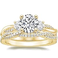 Petite Twisted Vine Moissanite Diamond Ring Set, 1 CT Round Moissanite Engagement Ring Set, Wedding Ring Set, Bridal Ring, Best Ring for Women