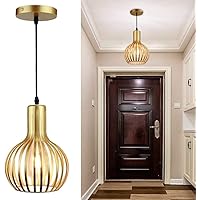 DLLT Gold Pendant Ceiling Lights Fixtures, Classic Pendant Lamp, E26 Industrial Metal Hanging Pendant Led Lighting for Kitchen, Bedroom, Dining Room, Hallway, Loft, Restaurant, Bar, Entryway