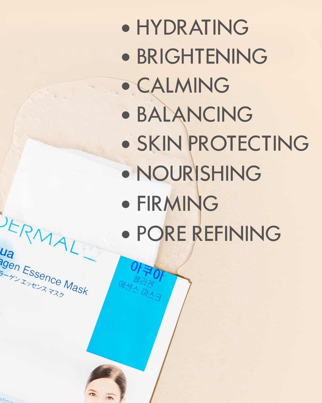 DERMAL 39 Combo Pack Collagen Essence Full Face Facial Mask Sheet + UGARDEN Power Vitamin C Bright Intensive Serum
