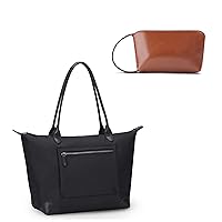 DORIS&JACKY Tote Bag for Women Large Nylon Purses and Handbags with Leather Handles Womens Ladies Waterproof Zipper Travel Work Shoulder Purse (Black)