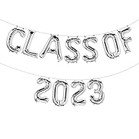 Tellpet Class of 2023 Balloons Banner for Graduation Party Decorations, Silver