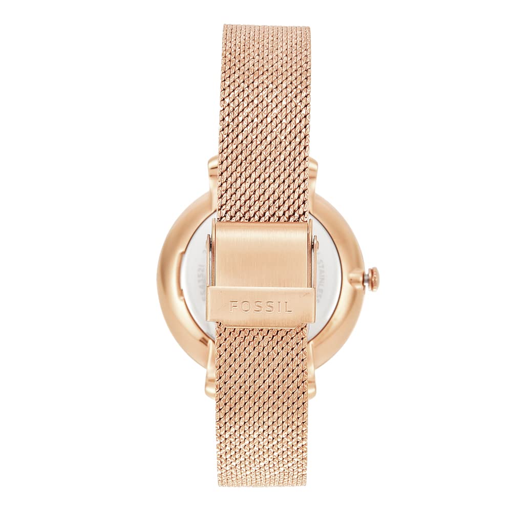 Fossil Women's Jacqueline Quartz Stainless Steel Mesh Three-Hand Watch, Color: Rose Gold (Model: ES4352)