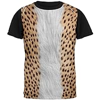 Halloween Cheetah Costume All Over Mens Black Back T Shirt