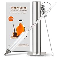 Maple Syrup Hydrometer Test Cup Kit - Maple Syrup Density Kit, Baume and Brix Scale, Stainless Steel Maple Syrup Kit with Cleaning Brush - Calibrated to Create Pure Maple Syrup