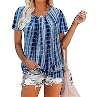 ZOLUCKY Womens Casual Short Sleeve Tunic Tops Scoop Neck T Shirts Summer Loose Fit Tunics