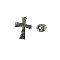Silver Toned Textured Cross Lapel Pin