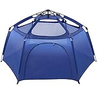 Alvantor Playpen Play Yard Space Canopy Fence Pin 6 Panel Pop Up Foldable and Portable Lightweight Safe Indoor Outdoor Infants Babies Toddlers Kids Pets 7’x7’x44” Navy Patent Pending