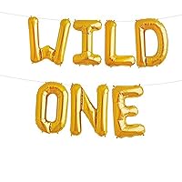 16inch WILD ONE Balloons, Gold Letter Foil Balloons for Baby First Birthday Baby Show 1st Party Supplies Decorations