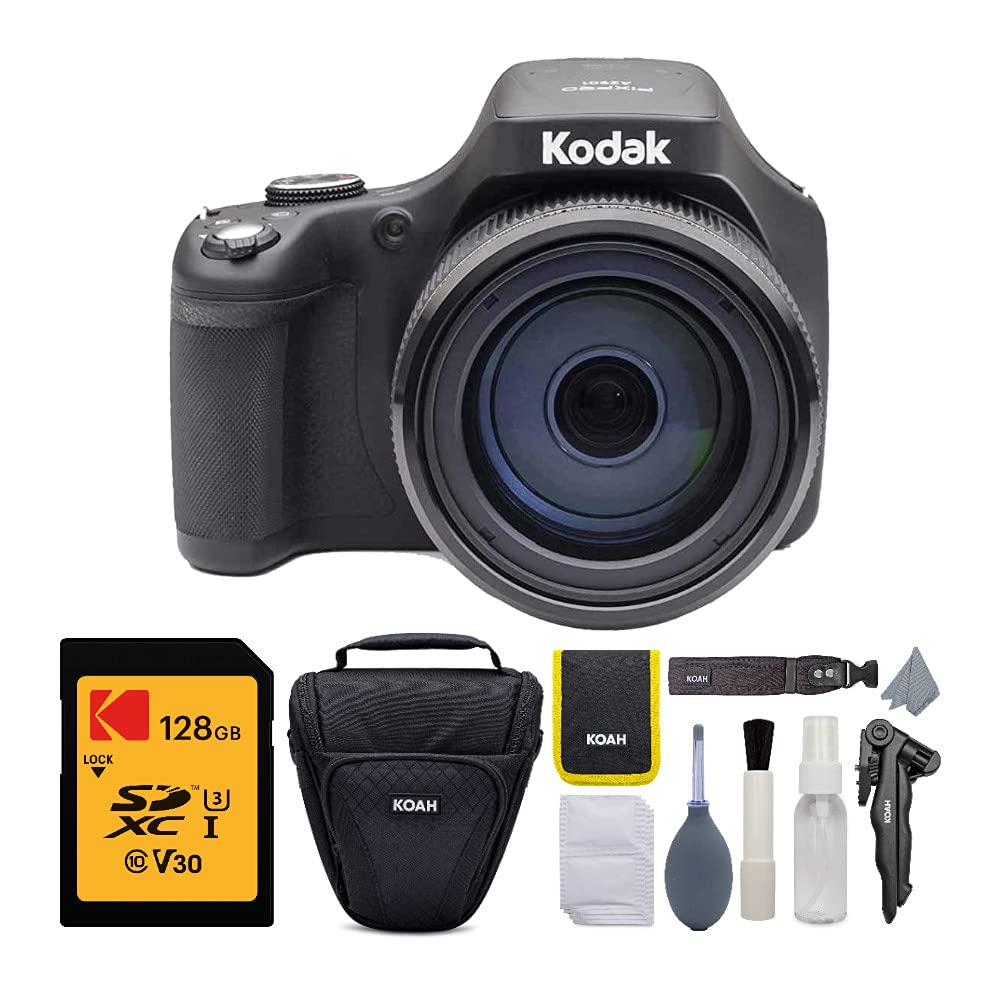 Kodak PIXPRO Astro Zoom AZ901-BK 20MP Digital Camera with 90X Optical Zoom and 3" LCD (Black) with 128GB V30 SDXC Card and Holster Case Accesso...