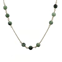 Beaded Chains Natural Emerald. Coin Shape Necklace, 18k Gold Plated Brass Wire Wrapped Handmade Rosary Chains