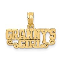 14k Gold Grannys Girl Block/High Polish Charm Pendant Necklace Measures 11.25x18.8mm Wide Jewelry Gifts for Women