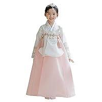 Striped Sleeves Coral Dangui Girl Hanbok for 100~15y/o Korean Dress Baby Kids Hanbok Dol Baekil