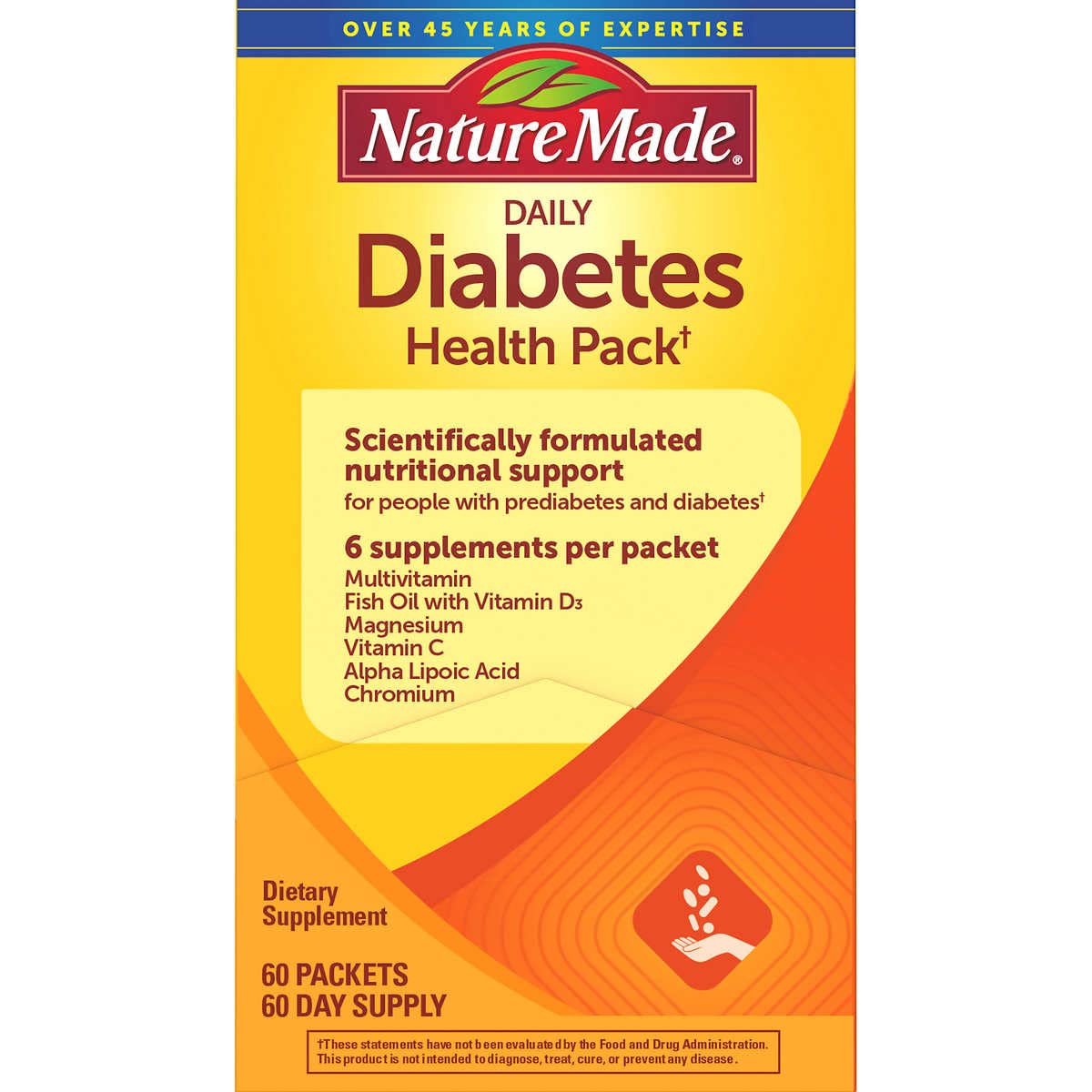 Nature Made Diabetes Health Pack 60 packets bundle with Textila Pill Organizer