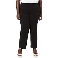 Rafaella Women's Plus Size Curvy Gabardine Slim Leg Stretch Dress Pant, 32-inch Inseam, Pull-on, with Pockets (Size 16-22)