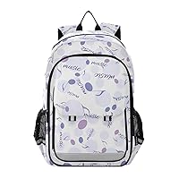 ALAZA Purple Music Notes Polka Dot Laptop Backpack Purse for Women Men Travel Bag Casual Daypack with Compartment & Multiple Pockets