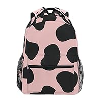 ALAZA Cow Spots Pink Background Backpack for Women Men,Travel Casual Daypack College Bookbag Laptop Bag Work Business Shoulder Bag Fit for 14 Inch Laptop