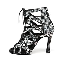 AOQUNFS Women Latin Dance Shoes Ballroom Salsa Professional Performance Dance Boots for Ladies,Model L439