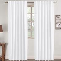 Turquoize White Blackout Curtains 96 Inch Insulated Thermal White Curtains for Bedroom Back Tab Rod Pocket Room Darkening Curtains for Living Room, Pure White, 52