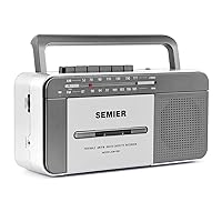 Retro Boombox Cassette Player AM/FM Radio Stereo, AC Powered or Battery Operated Portable Vintage Casette Tape Player Recorder with Big Speaker and Earphone Jack
