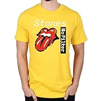 Rolling Stones Men's No Filter Text Slim Fit T-Shirt Small Yellow