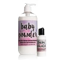 The Lotion Company 24 Hour Skin Therapy Lotion, Baby Powder Fragrance, Full Body Moisturizer, w/ Aloe Vera, Paraben Free, Made in USA, 16 oz bottle + 2 oz travel size