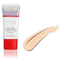 AQUAPURITY PHOERA Full Coverage Foundation New Formula Waterproof Long Lasting Oil Free Velvet Matte Liquid Foundation for Oily Skin Flawless Makeup Base Cream Concealer (102 Nude)