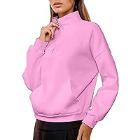 SNKSDGM Women's Long Sleeve Crewneck Cute Pullover Sweatshirt Tops Zipper Solid Color Teen Girls Trendy Y2K Clothes