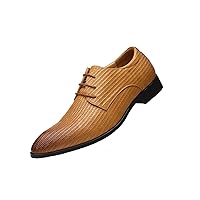 Men's Leather Derby Shoes Embossed Woven Formal Dress Shoes