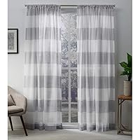 Exclusive Home Curtains Darma Light Filtering Semi-Sheer Linen Rod Pocket Curtain Panel Pair, 50x84, Dove Grey, 2 Count