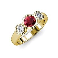Ruby and Diamond (SI2, G) Infinity Three Stone Ring 1.85 ct tw in 14K Yellow Gold